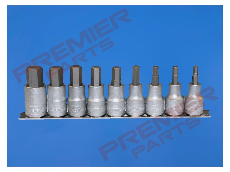 1/2&quot; Hex Bit Socket Clip Rail Set 9 Pieces