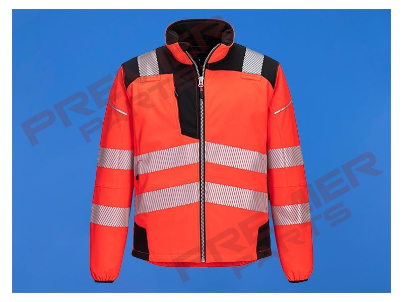 T402 - PW3 Hi-Vis Softshell (3L), Colour: Red/Black, Size: Small