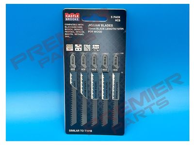 32225 100mm O/L 10TPI HCS Jigsaw Blade 5PK Wood T101B