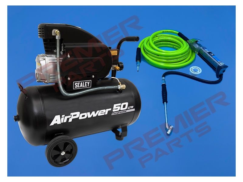 50LTR AIR COMPRESSOR PACK WITH TYRE INFLATOR AND HOSE