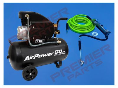 50LTR AIR COMPRESSOR PACK WITH TYRE INFLATOR AND HOSE