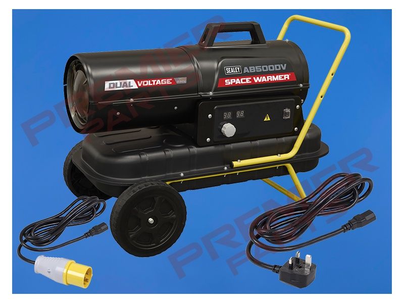 Dual Voltage Kerosene/Diesel Space Warmer® Heater with Wheels 50,000Btu/hr