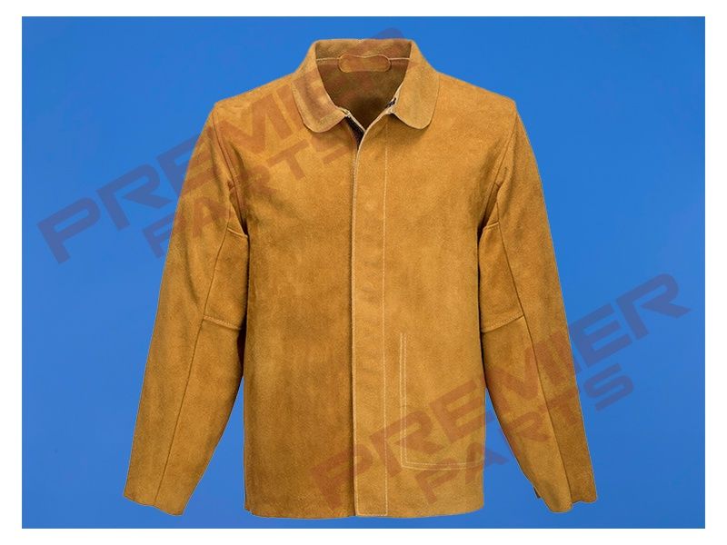 FR Leather Welding Jacket Tan (SW34), Size: Small