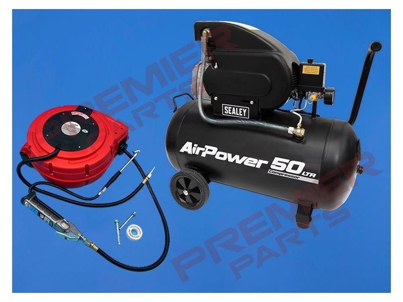 24LTR AIR COMPRESSOR PACK WITH TYRE INFLATOR AND HOSE REEL