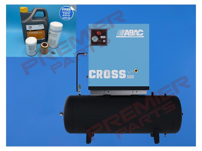 ABAC CROSS 500 4 kW 10Bar 400/50 200L Tank VSD Screw Compressor - 1839025637 &amp; FREE Service Kit