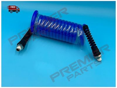 6.5mm x 10mm PU Ester Coil Recoil Hose 3m Blue c/w 1/4" BSPT Male