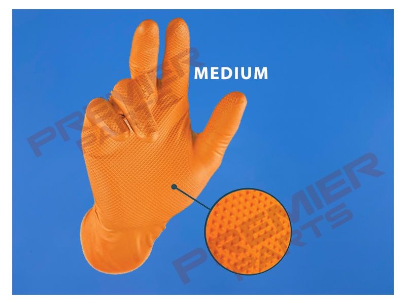 PORTWEST A930 Orange Nitrile HD Disposable Glove (Pk100), Size: MED