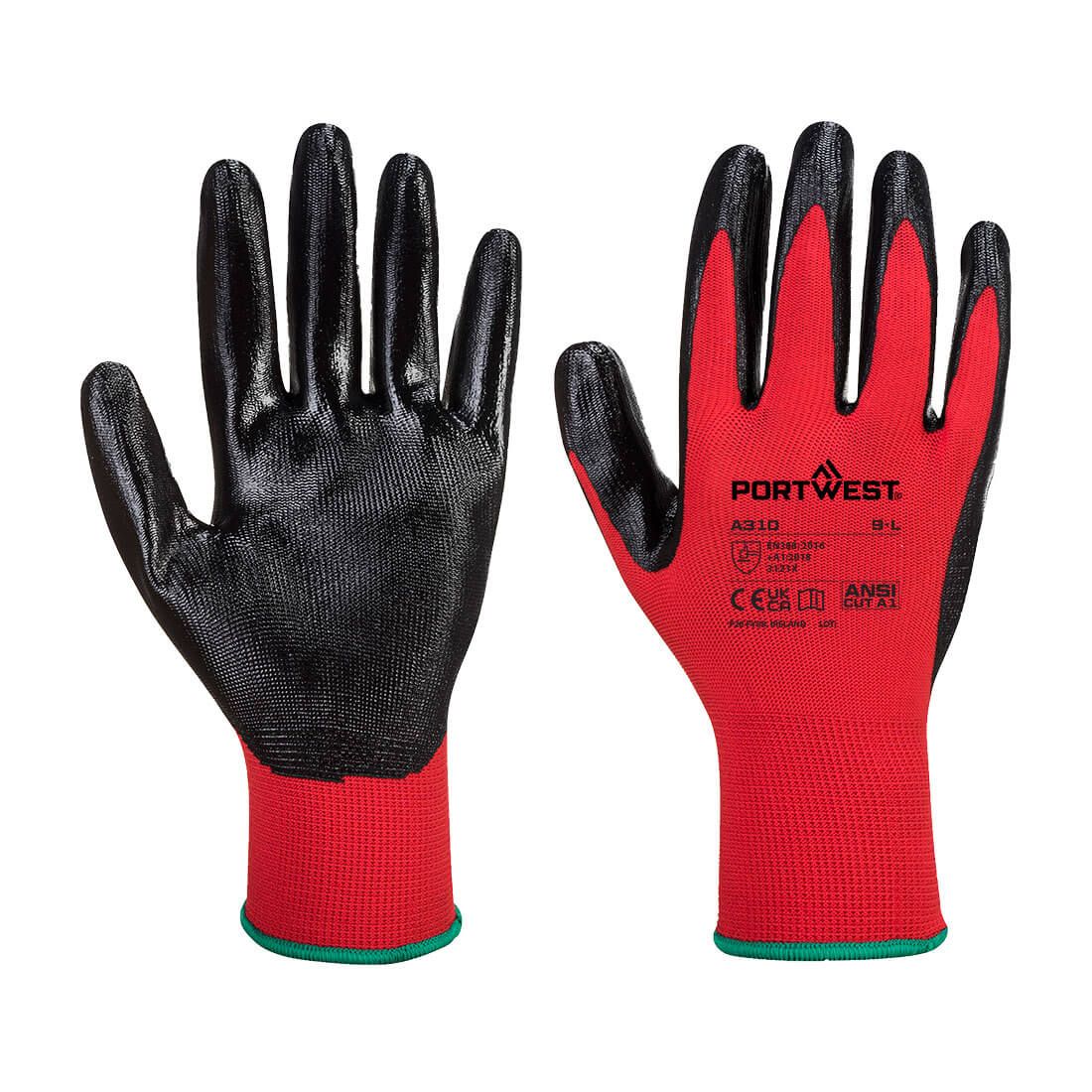 A310 - Flexo Grip Nitrile Gloves Red/Black, Size: MED
