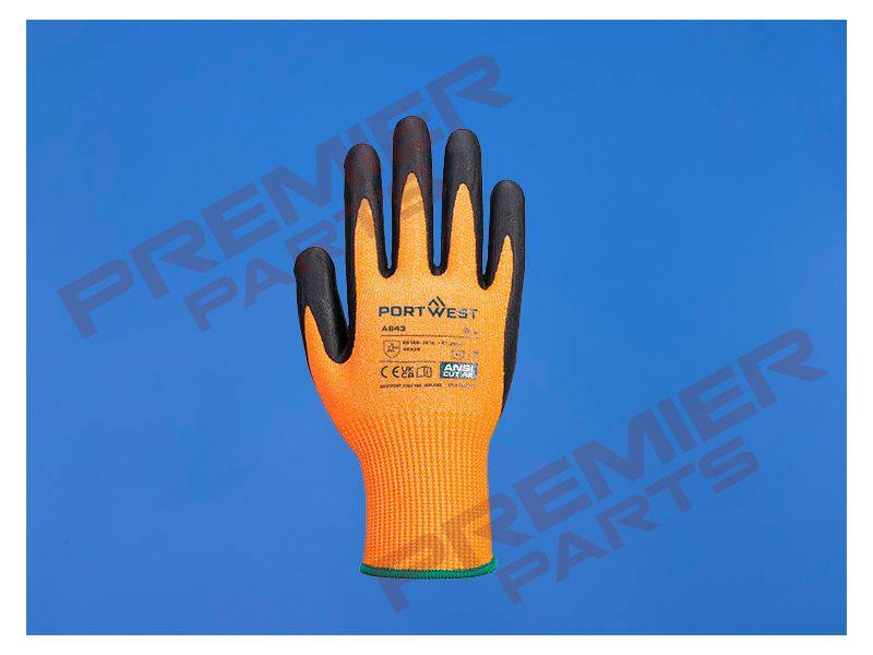PORTWEST A643 - Amber Cut Gloves - Nitrile Foam, Size: MED