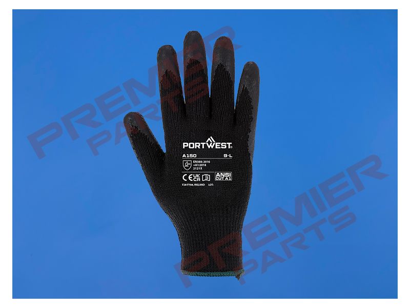 PORTWEST A150 - Classic Grip Gloves - Latex Black, Size: MED
