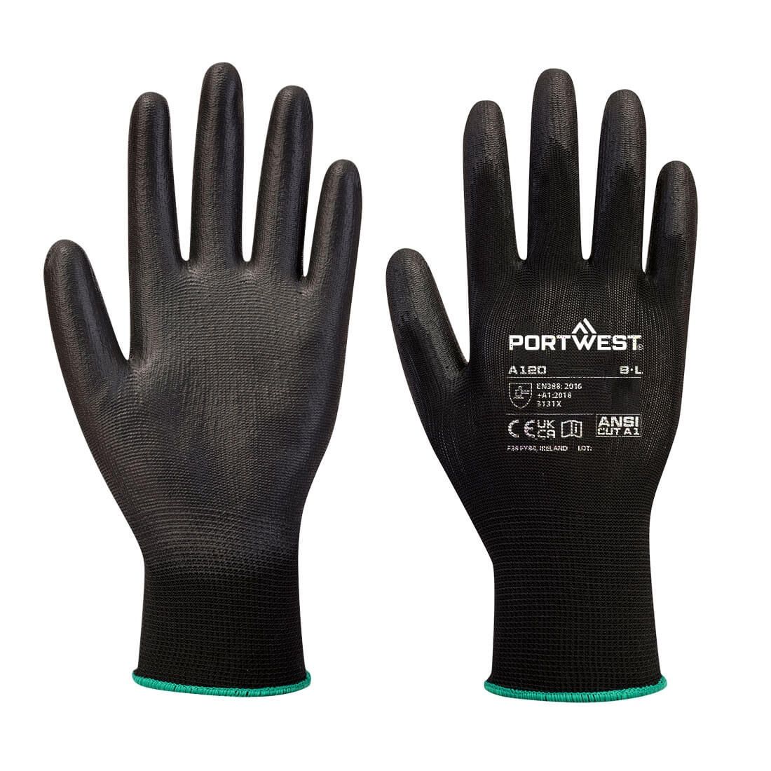 PORTWEST A120 - PU Palm Gloves Black, Size: MED