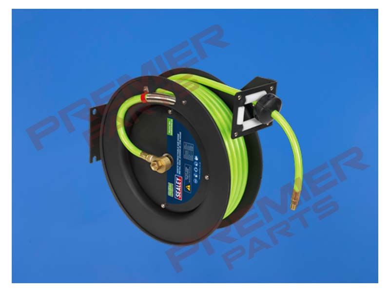 15m Retractable High-Visibility TPR Air Hose with Metal Reel 10mm ID