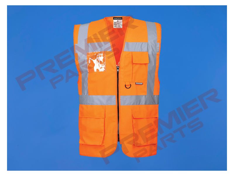 Hi-Vis Executive Vest - S476 - Berlin - Full Zip, Colour: Hi-Vis Orange, Size: Small