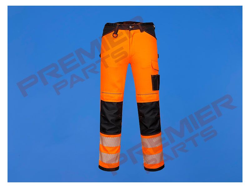 PW303 - PW3 Hi-Vis Lightweight Stretch Work Trousers, Colour: Hi-Vis Orange, Size: 28"