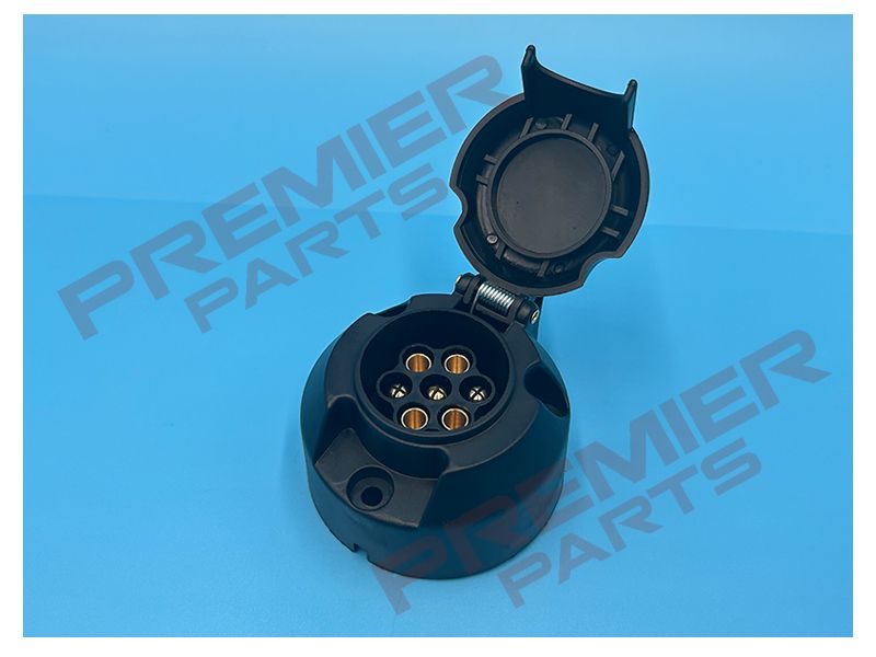 12N 7 Pin Black Plastic Socket Caravan Trailer Electric Socket