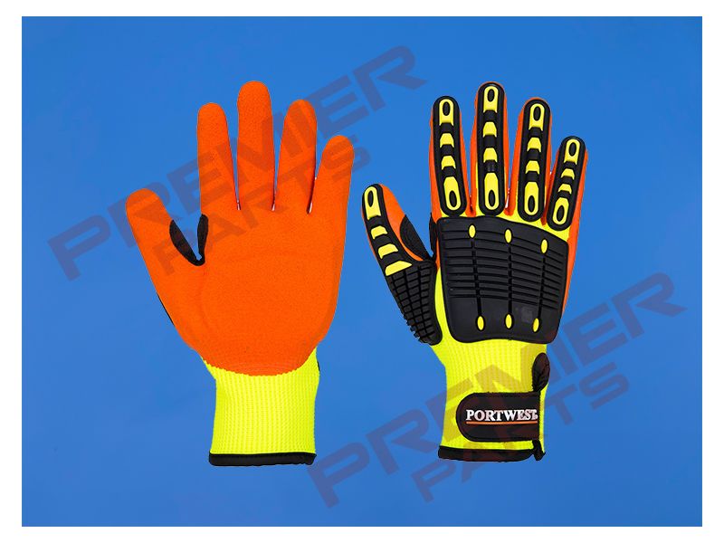 A721 - Anti Impact Grip Gloves Yellow/Orange, Size: Small