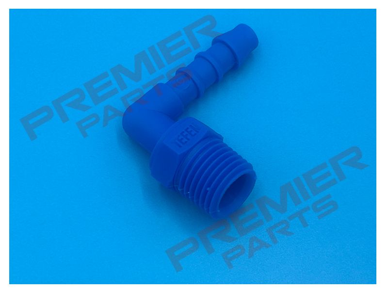 NYLON HOSE TAIL 90 BARB TO MALE THREAD, Size: 6MM BARB X 1/4 THREAD