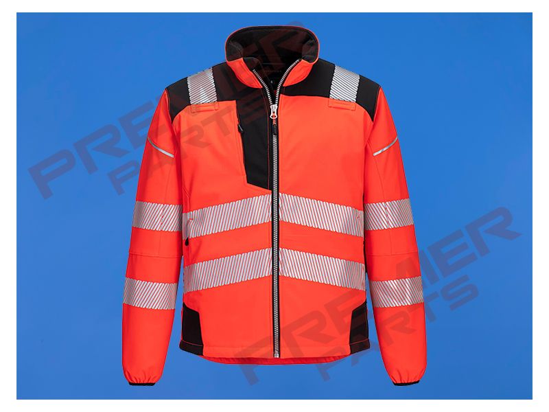 T402 - PW3 Hi-Vis Softshell (3L), Colour: Red/Black, Size: Small