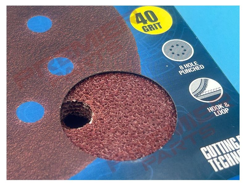 ORBITAL SANDING DISCS P5-8SD 125MM 8-HOLE - HOOK &amp; LOOP, GRADE: P40GRIT