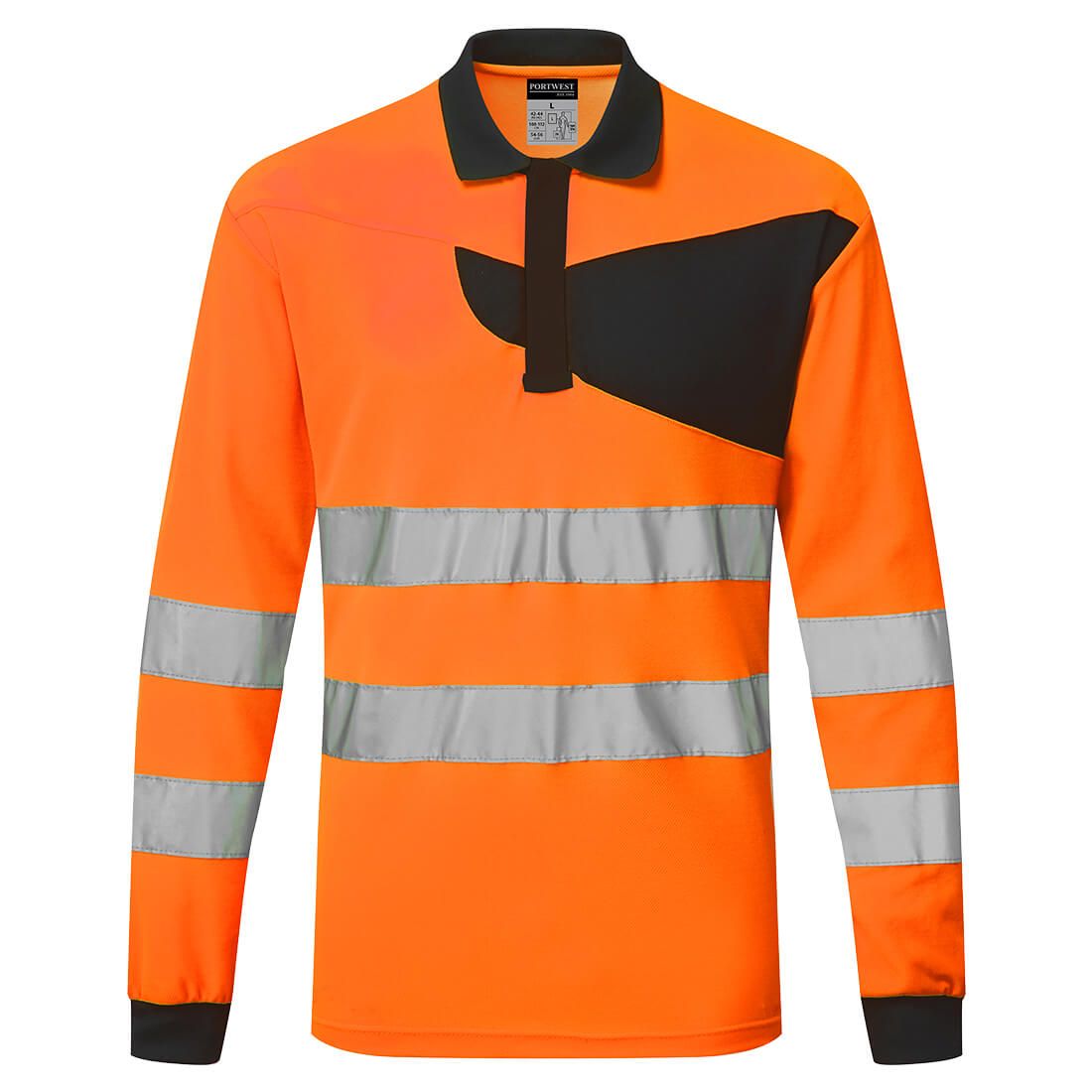 PW220 - PW2 Hi-Vis Polo Shirt L/S, Colour: Hi-Vis Orange, Size: Small