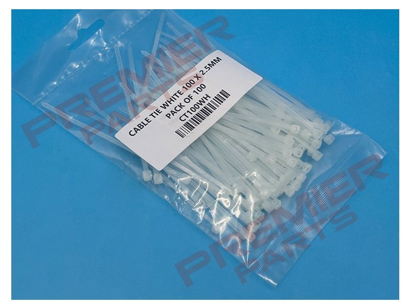 CABLE TIE WHITE 100 X 2.5MM (PK100) CABLE TIE WHITE 100 X 2.5MM (PK100)