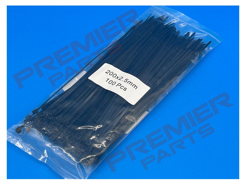 CABLE TIE BLACK 2.5 X 200 100PK