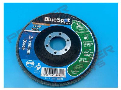 115MM 4.5" ZIRCONIUM OXIDE FLAP DISC 22.1MM 40 GRIT