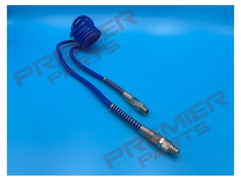 Polyurethane Coil Hose Assemblies 10MM 1/4 Tube C/W 1/4BSPTM Ends, Length: 2M
