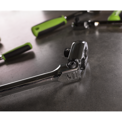 Siegen Extra-Long Flexi-Head Ratchet Wrench with Flip Reverse 3/8"Sq Drive