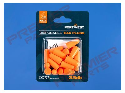 PU Foam Ear Plugs Blister Pack (10 Pairs) Orange