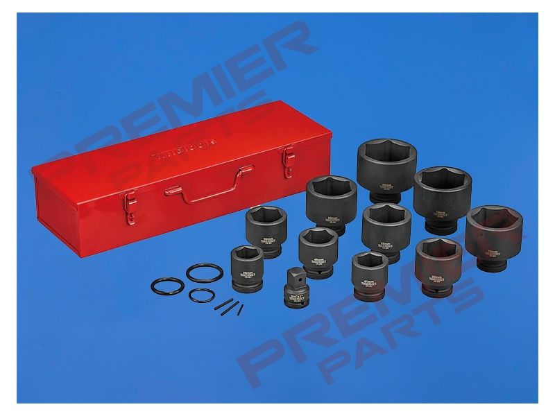 1" Impact Cr-Mo socket set with case DIN 36-80mm