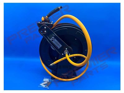 Steel Hose Reel c/w 20 mtrs of Yellow Ultraflex 3/8" ID Hose 1/4 Ends