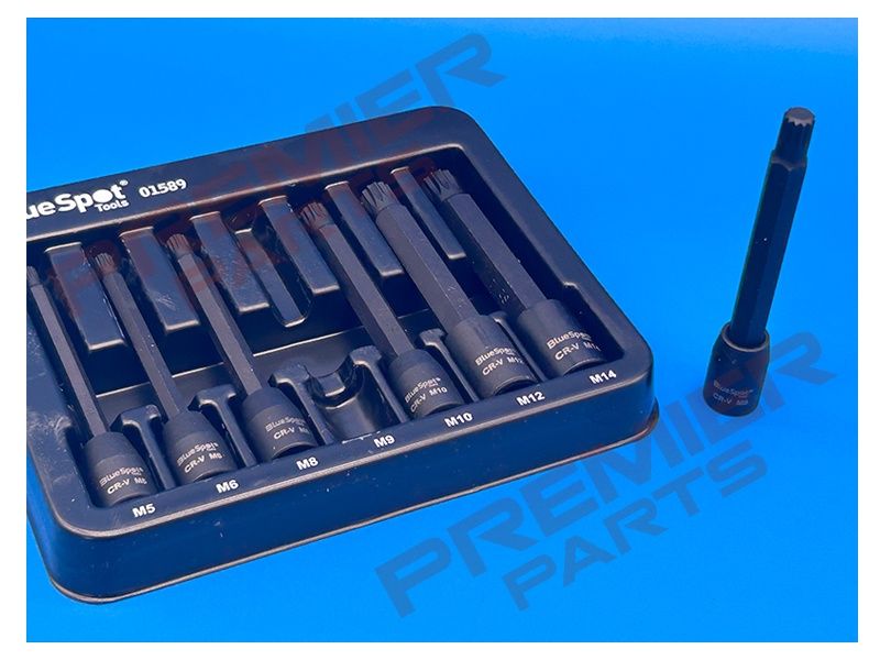 7 PCE 3/8" EXTRA LONG IMPACT SPLINE BIT SOCKETS