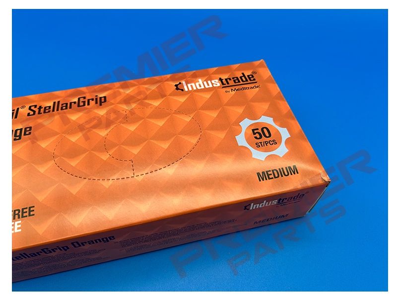 Orange Diamond Grip Nitrile Gloves (50s) M,  L, XL, Size: MED