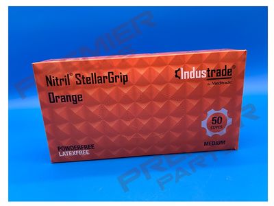 Orange Diamond Grip Nitrile Gloves (50s) M,  L, XL