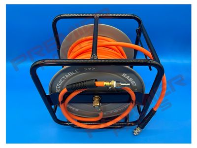 30m Swivel Air Hose Reel 6mm ID S25 Euro Couplings