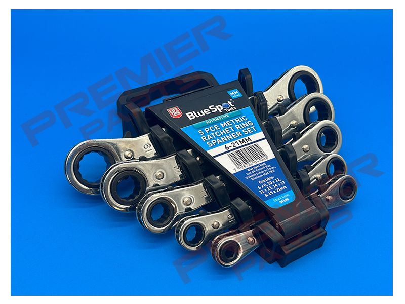 5 PCE Metric Ratchet Ring Spanner Set (6-21mm)