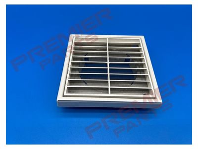 Round louvre grille with flyscreen - white