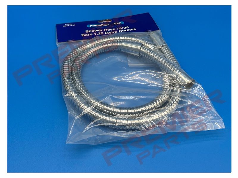 Shower Hose Large Bore Chrome 1.25, 1.50 1.75M, Length: 1.25M