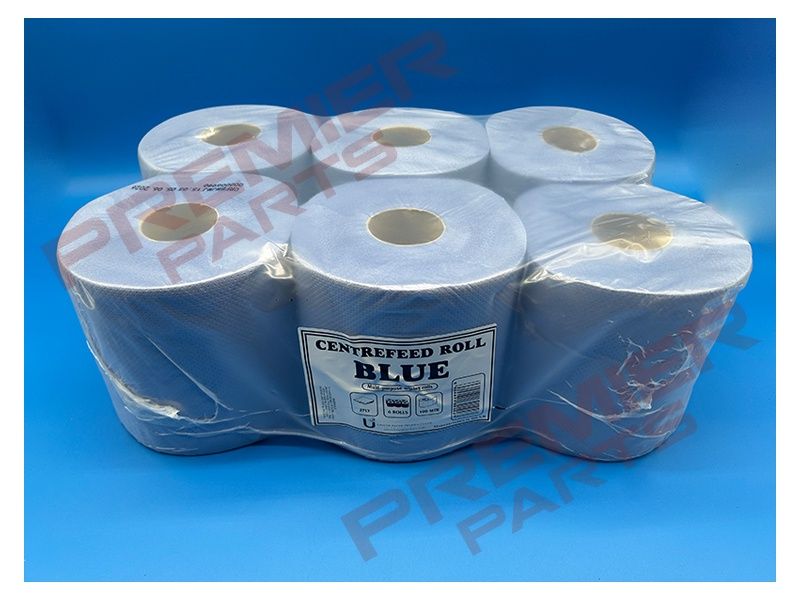 BLUE CENTREFEED ROLL EMBOSSED 100 Meter x 175mm Pack Of 6