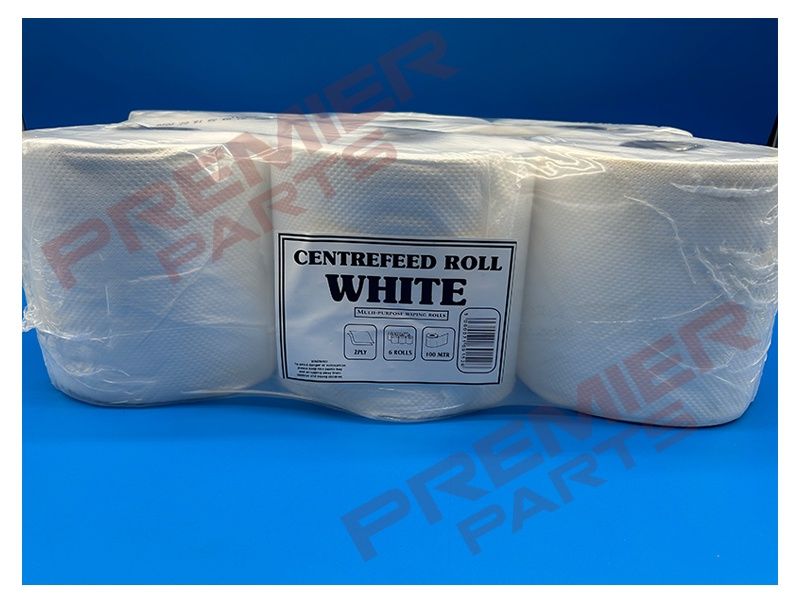 WHITE  CENTREFEED ROLL EMBOSSED 100 Meter x 175mm Pack Of 6