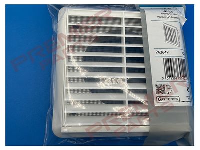 Louvred Grille with Flyscreen - White - 100mm
