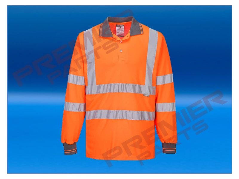 Hi-Vis Polo Shirt L/S   S277, Colour: Hi-Vis Orange, Size: XS