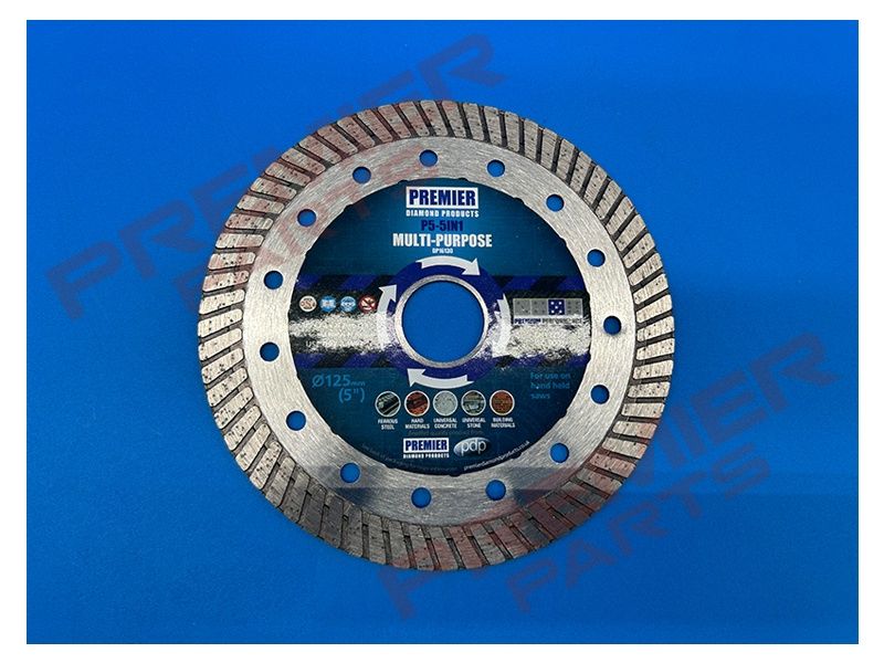 Multi purpose turbo rim blade 125 x 2.2 x 10 x 22.2mm for steel, concrete &amp; building materials