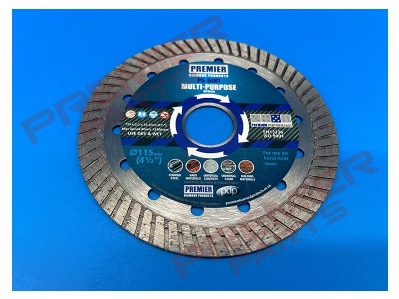 Multi purpose turbo rim blade 115 x 2.2 x 10 x 22.2mm for steel, concrete &amp; building materials