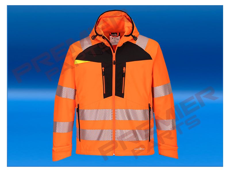 Hi-Vis Softshell, Colour: Orange / Black, Size: Samll