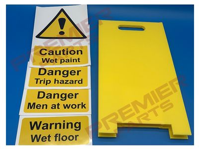 A Board Floor Stand (Yellow) with Pack of Signs
