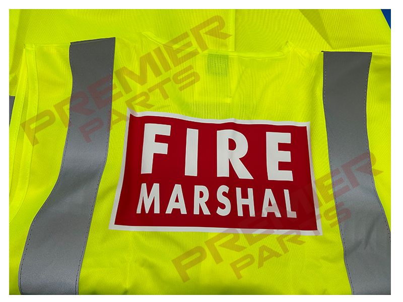 FIRE MARSHAL Pre-Printed Yellow Hi Vis Vest, Size: XS