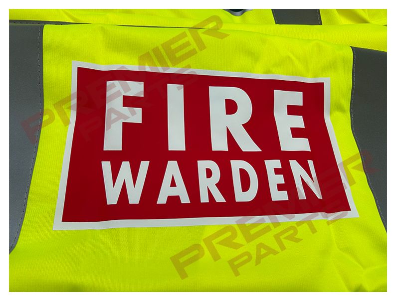 FIRE WARDEN Pre-Printed Yellow Hi Vis Vest, Size: XS