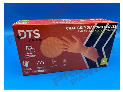 Nitrile Crab Grip Diamond Orange Gloves 50's M/L/XL